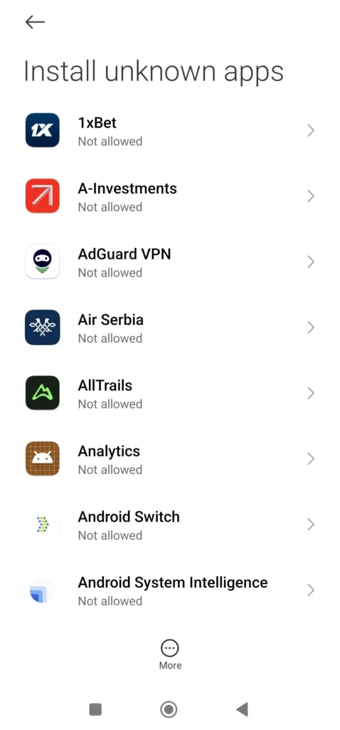 Allow installation from external sources